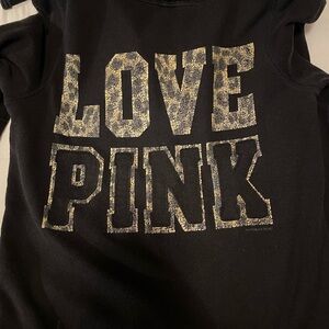 PINK Victoria’s Secret Black & Leopard Print Zip-Up Hooded Jacket